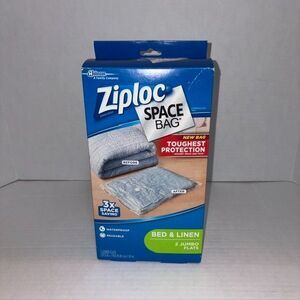 Ziploc Space Bag 2 Jumbo Bed & Linen Flats Airtight Waterproof Reusable